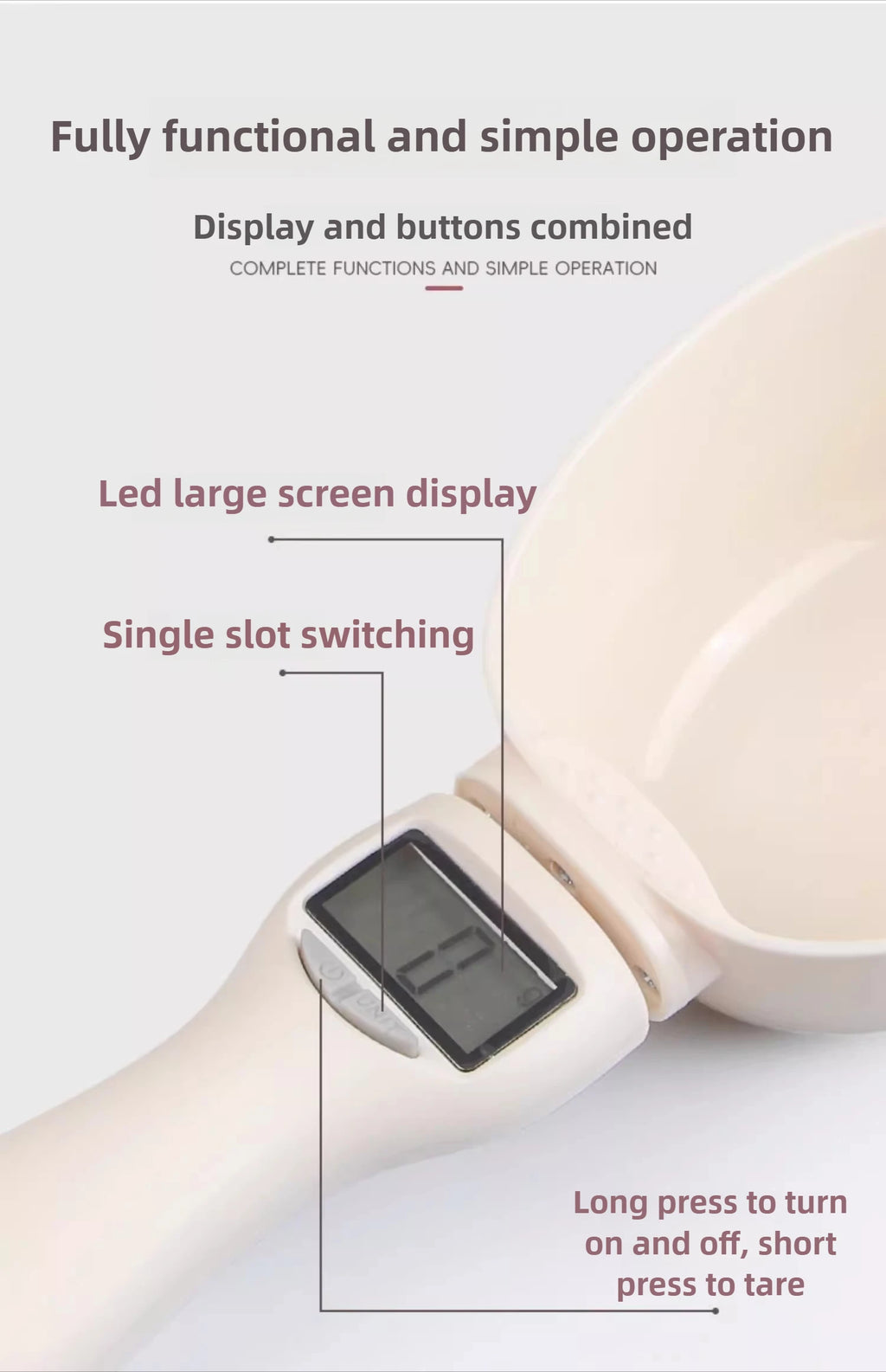 Cuchara de comida con báscula de pesaje