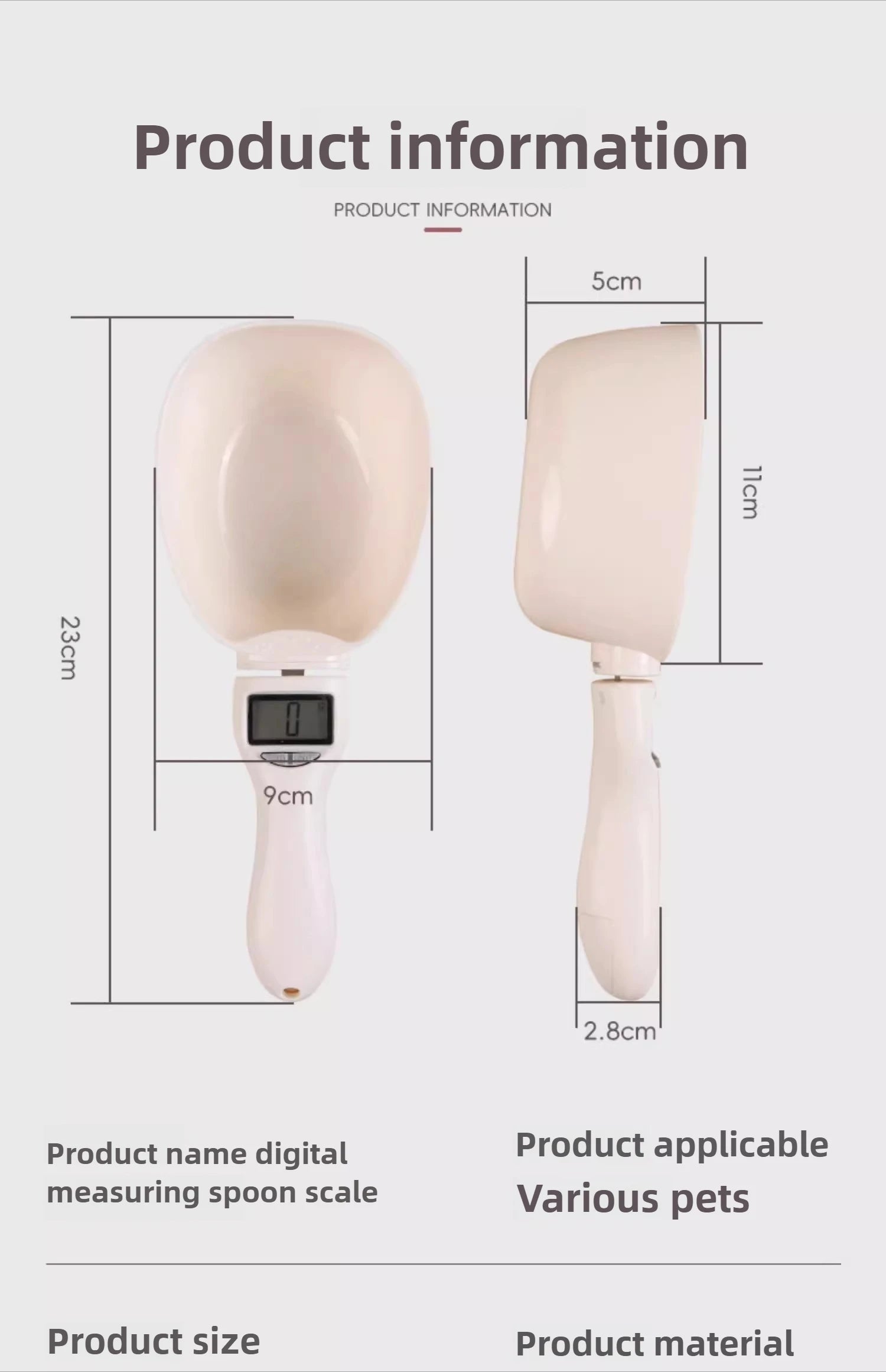 Cuchara de comida con báscula de pesaje